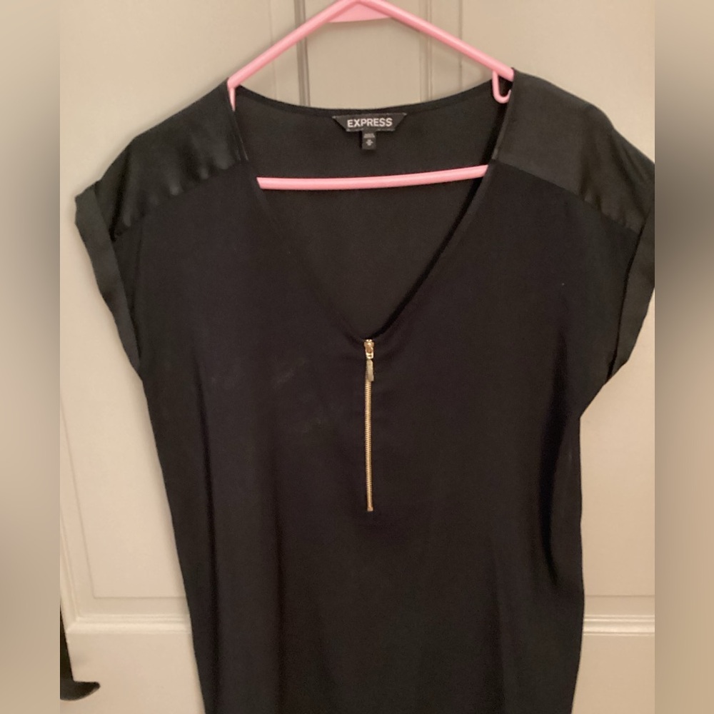 Express Black Top with Gold Zipper